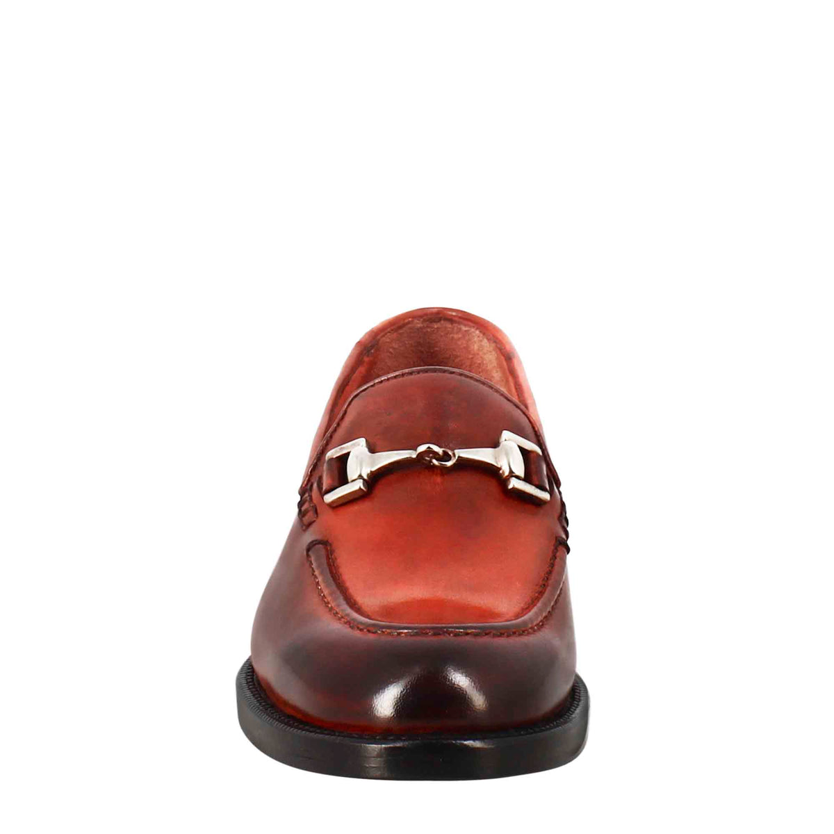 Mocassino da donna in pelle colore rosso con fibbia - LeonardoShoes