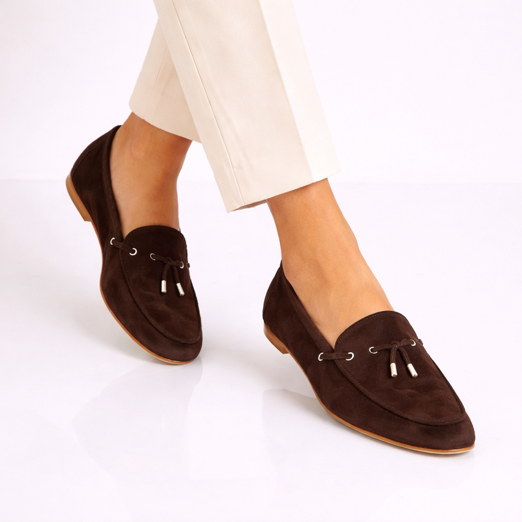 Mocassino da donna Arsilia in camoscio marrone scuro - LeonardoShoes