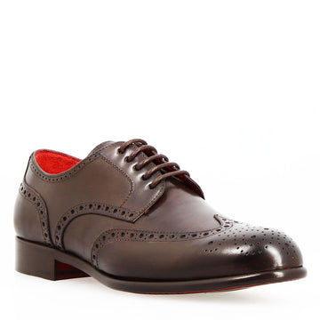 Derby brogue marrone scuro da uomo Ottaviano - LeonardoShoes