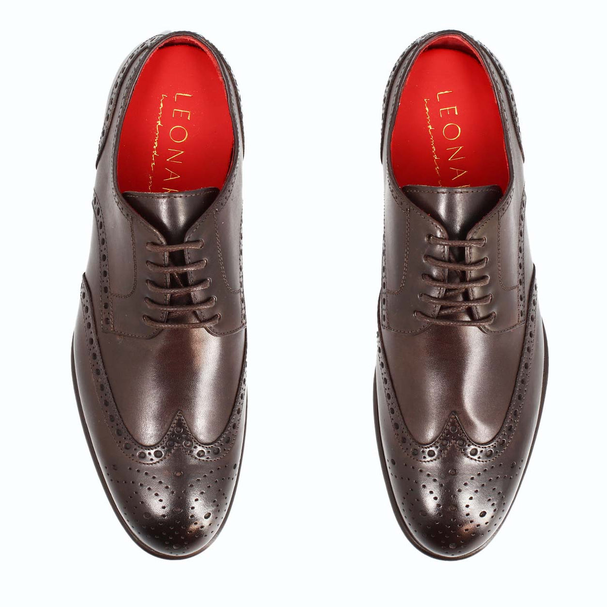 Derby brogue marrone scuro da uomo Ottaviano - LeonardoShoes