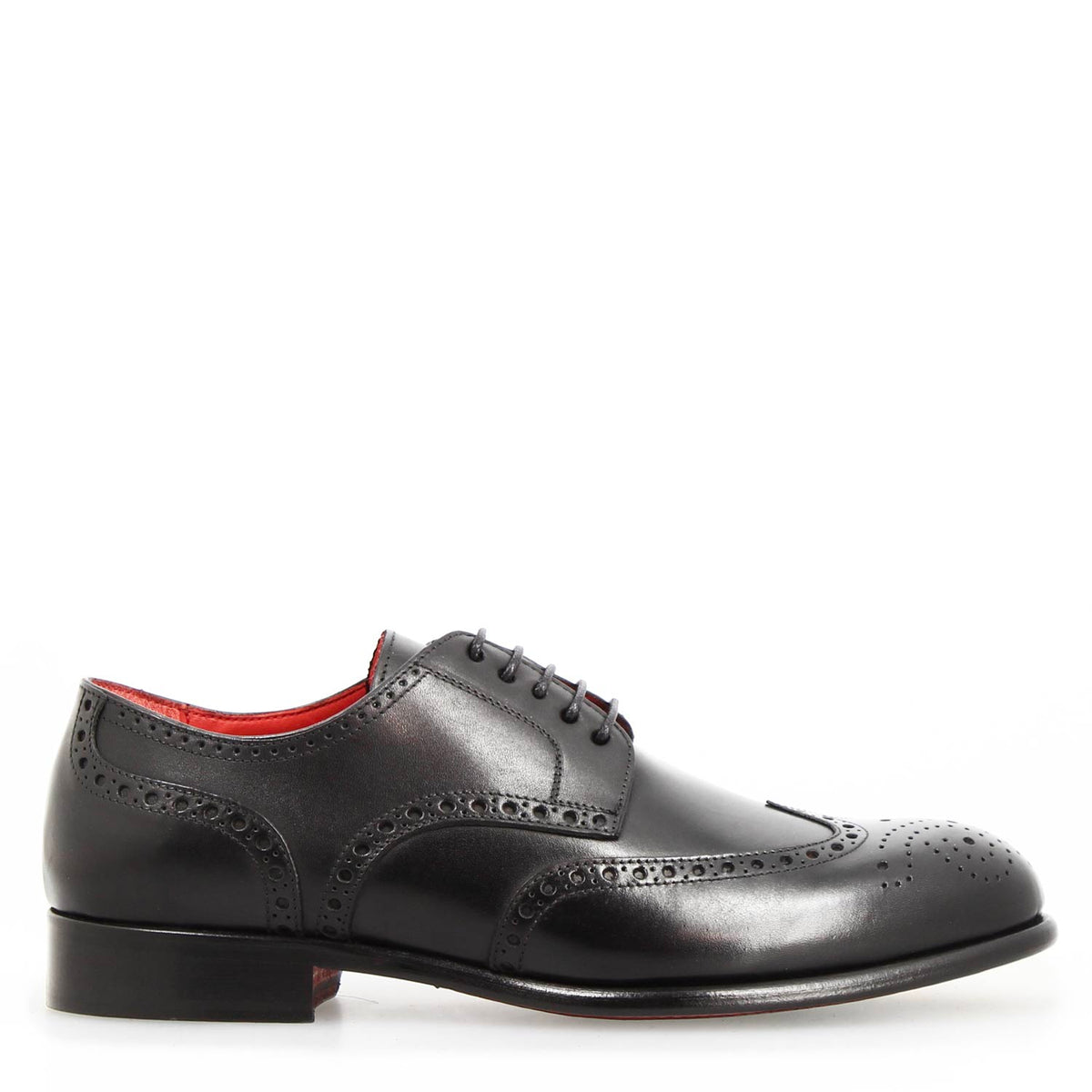 Derby brogue nero da uomo Ottaviano - LeonardoShoes