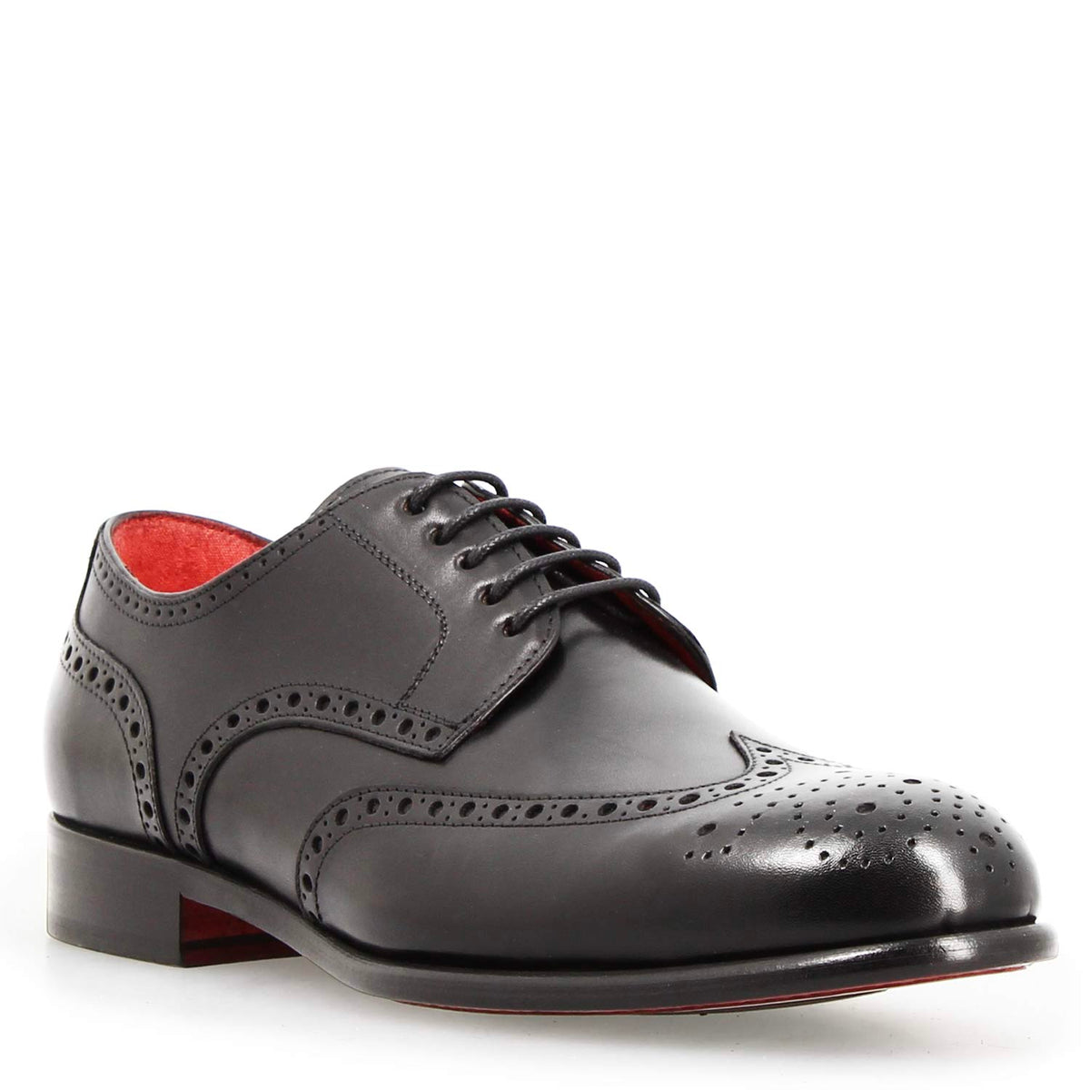Derby brogue nero da uomo Ottaviano - LeonardoShoes