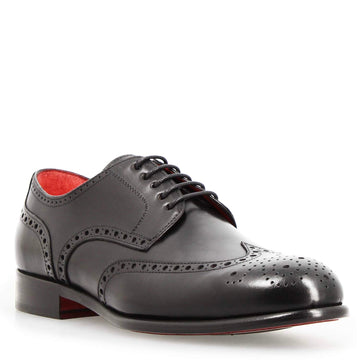 Derby brogue nero da uomo Ottaviano - LeonardoShoes