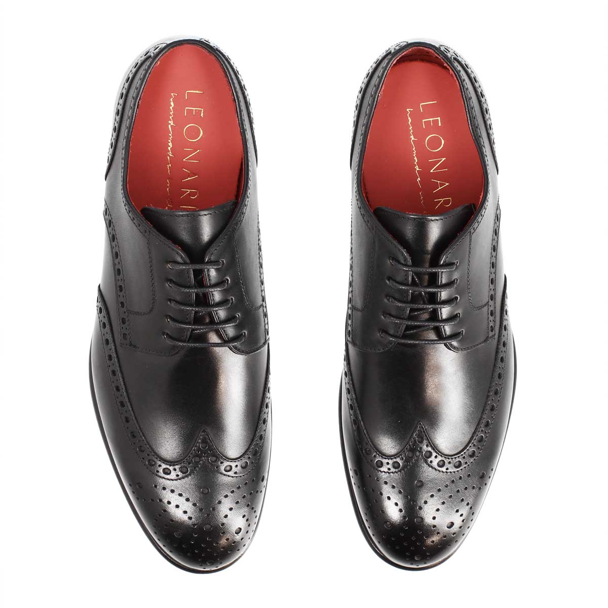 Derby brogue nero da uomo Ottaviano - LeonardoShoes