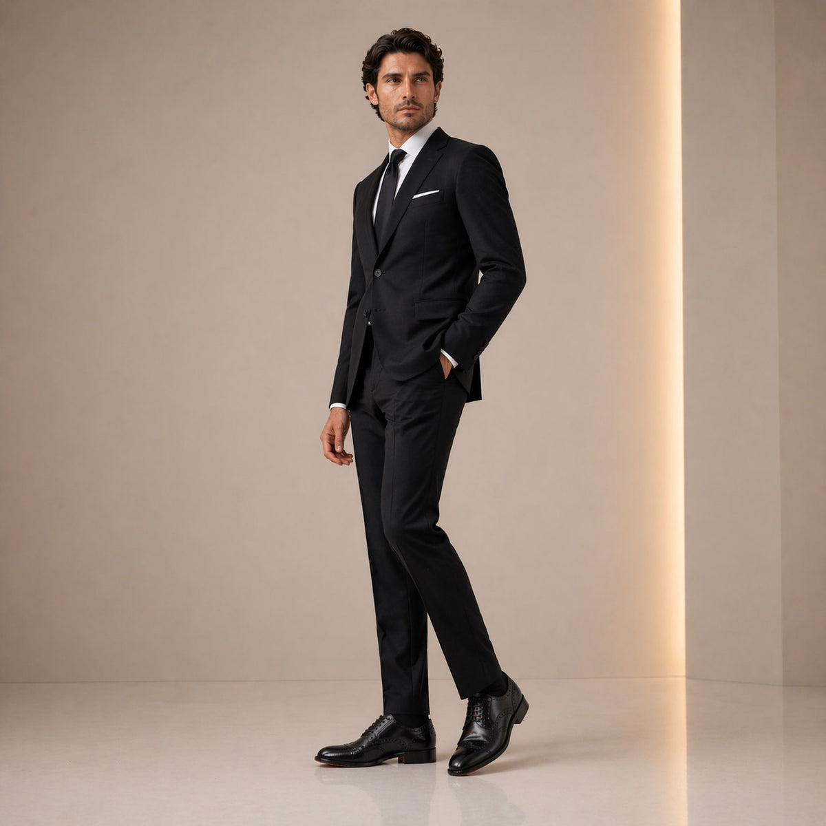 Derby brogue nero da uomo Ottaviano - LeonardoShoes