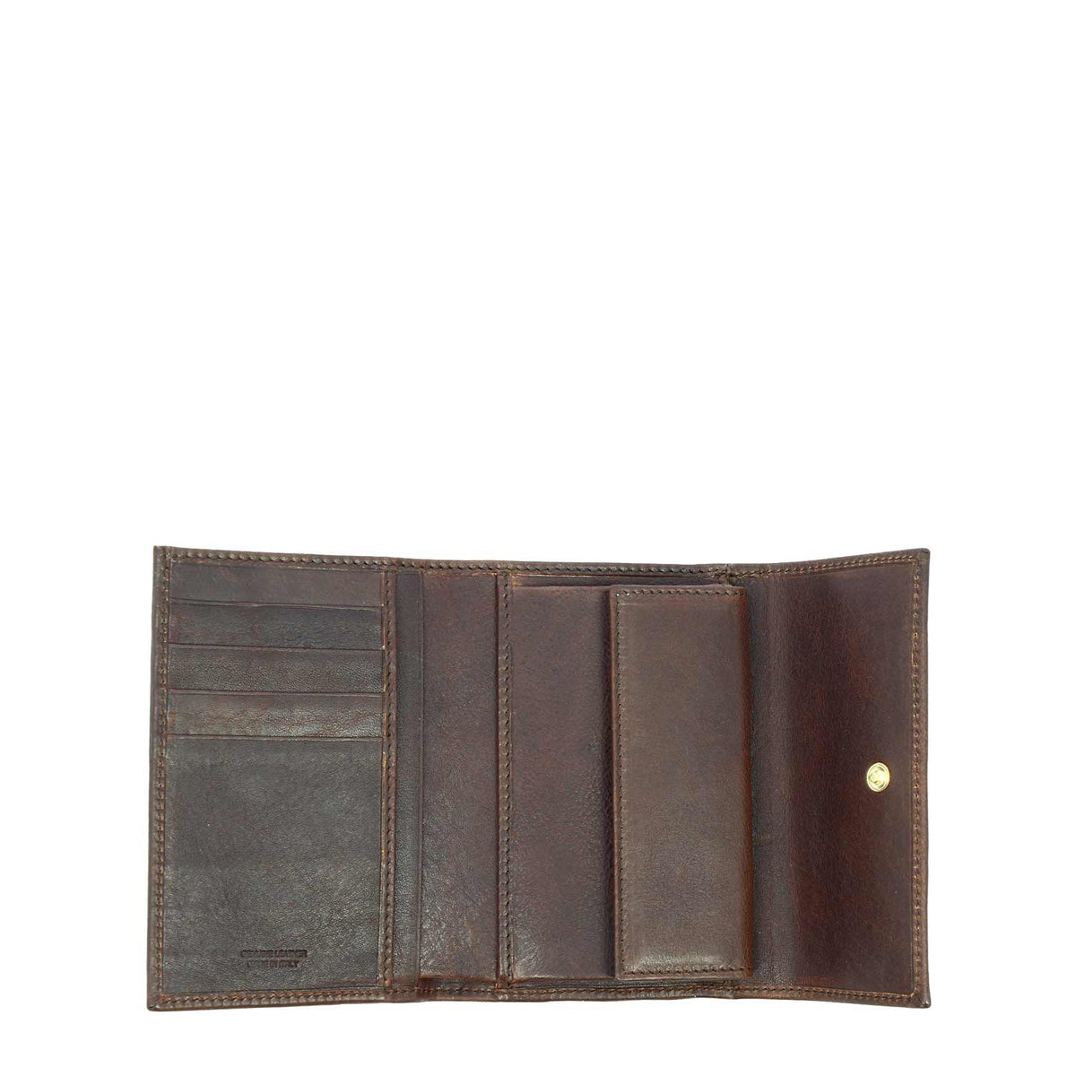 Portafoglio in pelle con porta tessere banconote e tasca monete P1 marrone scuro