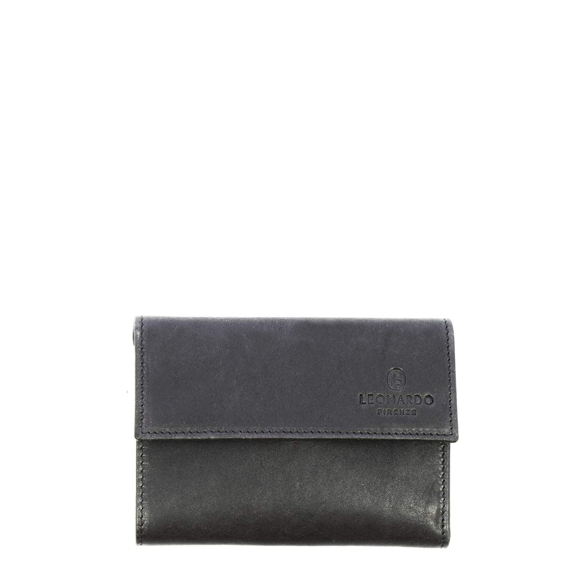 Portafoglio in pelle con porta tessere banconote e tasca monete P1 nero