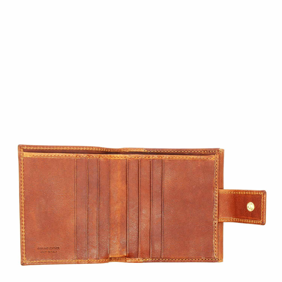 Portafoglio in pelle marrone con porta tessere banconote e tasca monete P2