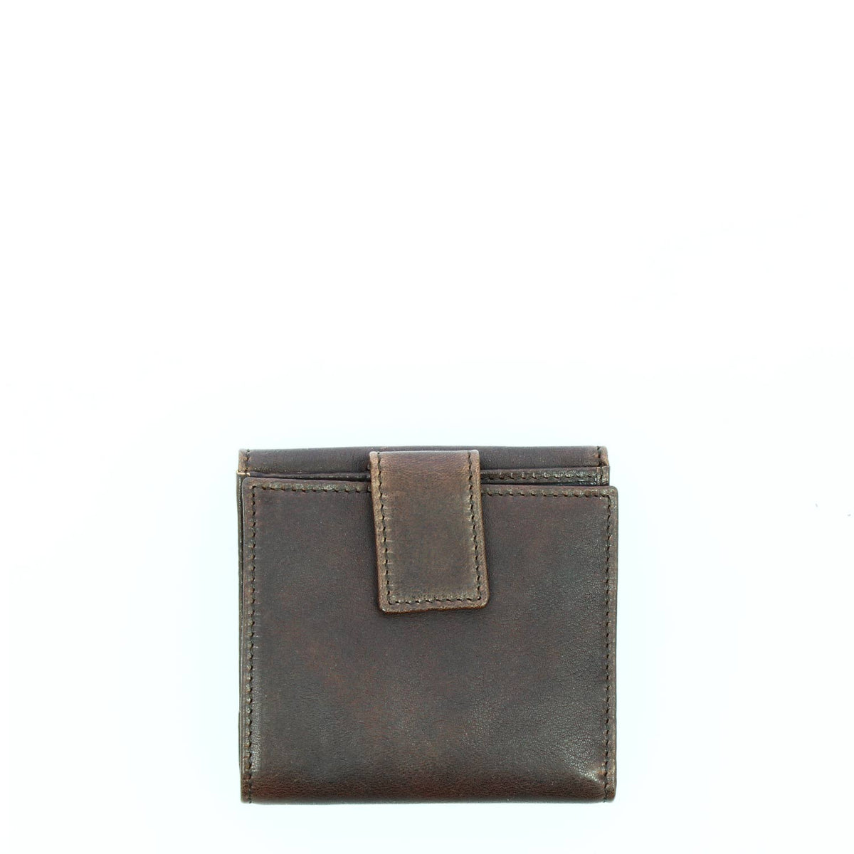 Portafoglio in pelle marrone scuro con porta tessere banconote e tasca monete P2