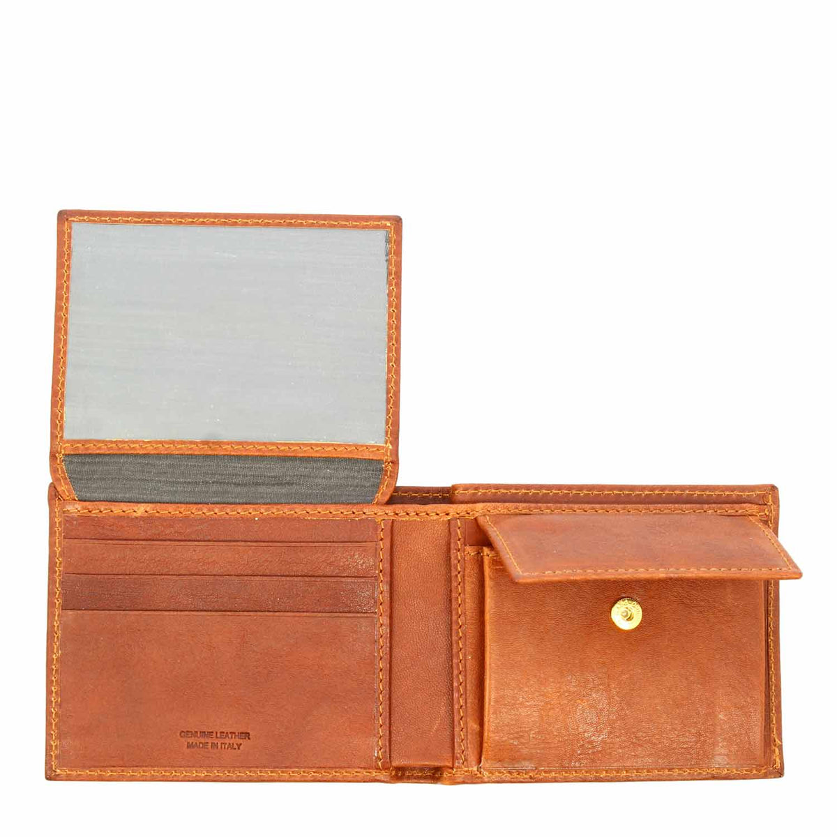 Portafoglio in pelle marrone con porta tessere monete e banconote P4 - LeonardoShoes