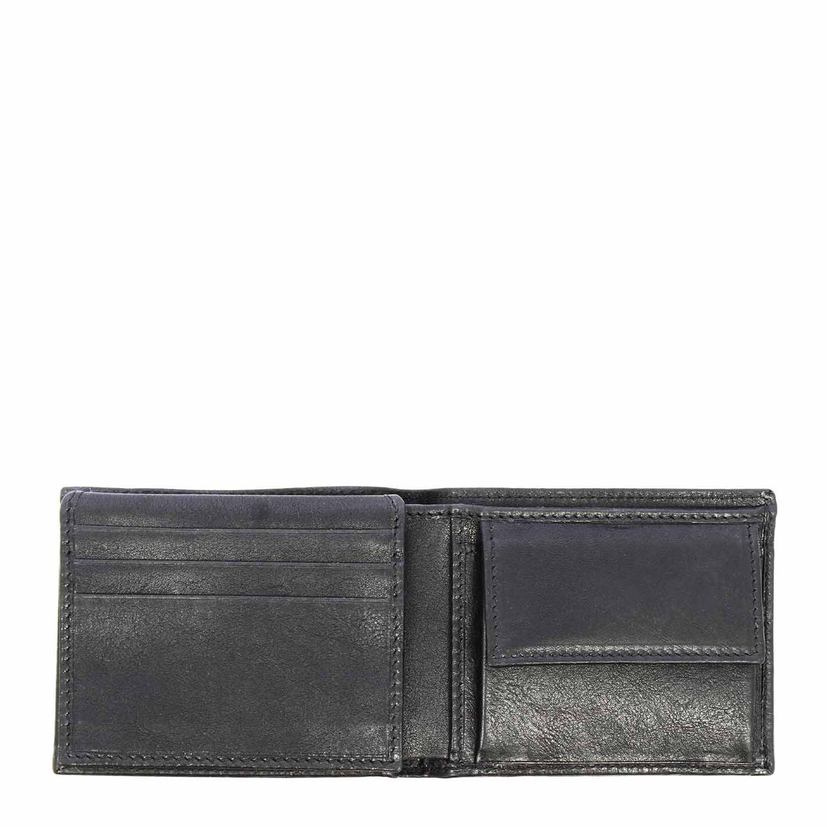 Portafoglio in pelle nera con porta tessere monete e banconote P4 - LeonardoShoes