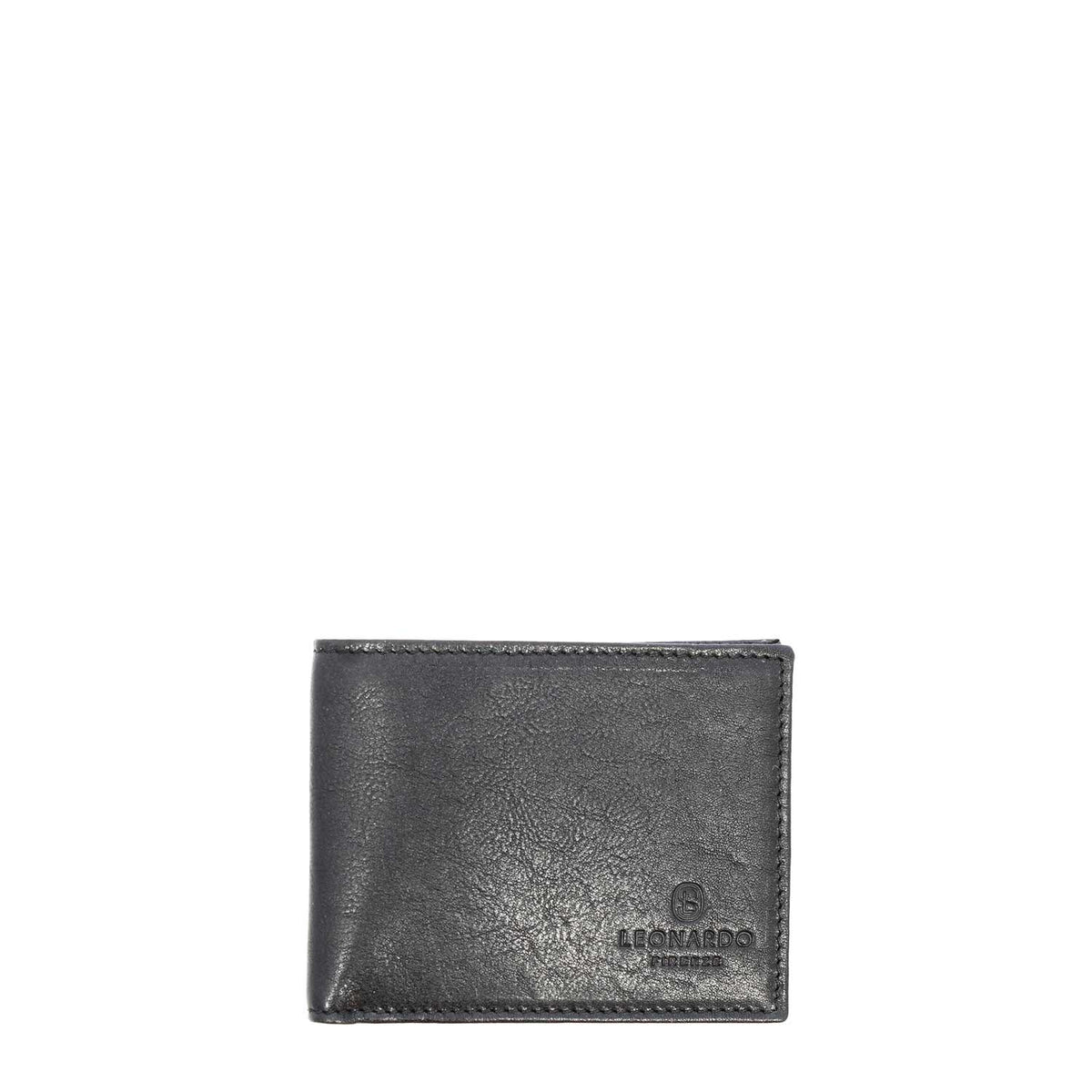 Portafoglio in pelle nero con porta tessere e doppio banconote P5 - LeonardoShoes