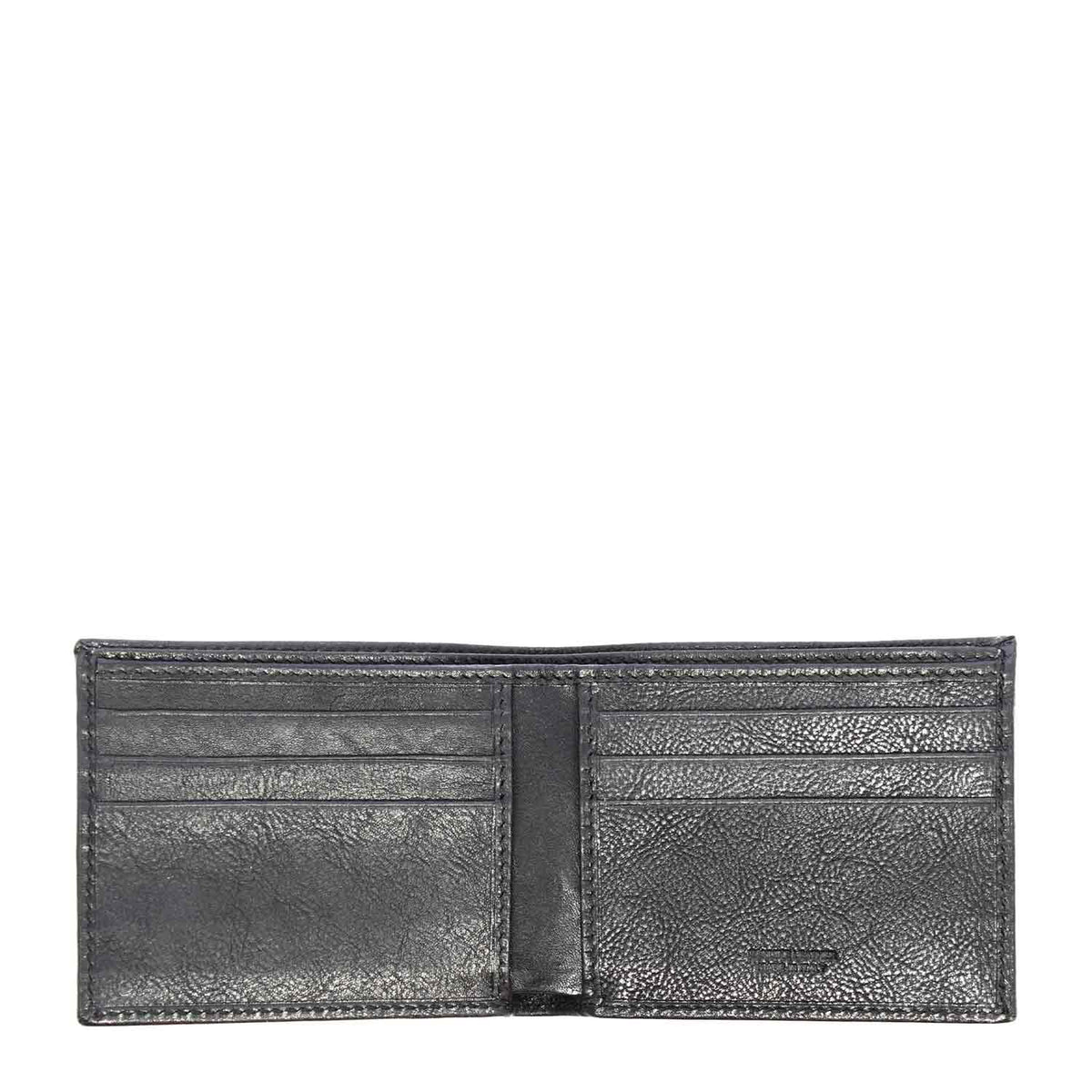 Portafoglio in pelle nero con porta tessere e doppio banconote P5 - LeonardoShoes