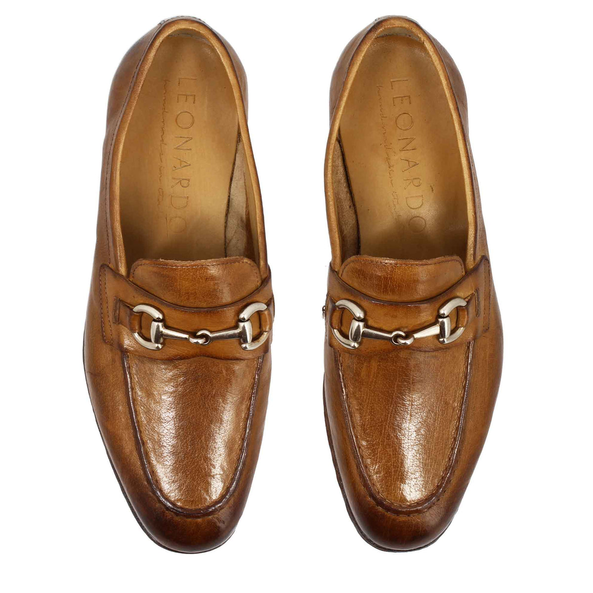 Mocassino marrone artigianale da uomo con fibbia in pelle pregiata - LeonardoShoes
