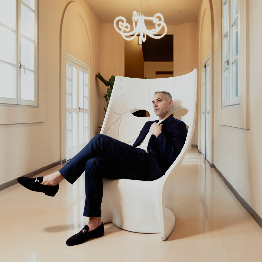 Mocassino blu artigianale da uomo in camoscio con fibbia - LeonardoShoes