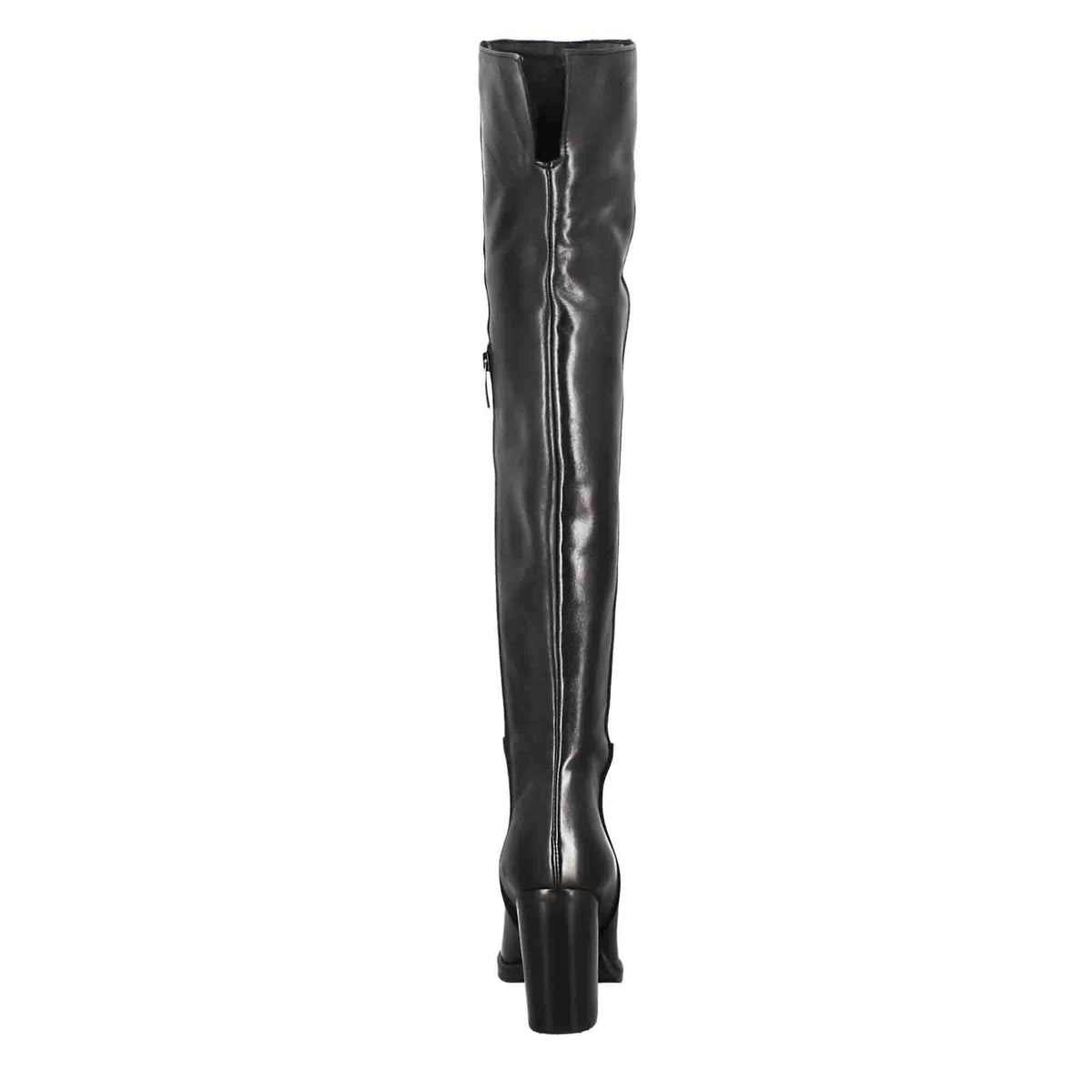 Stivale sopra il ginocchio da donna con tacco alto in pelle colore nero - LeonardoShoes