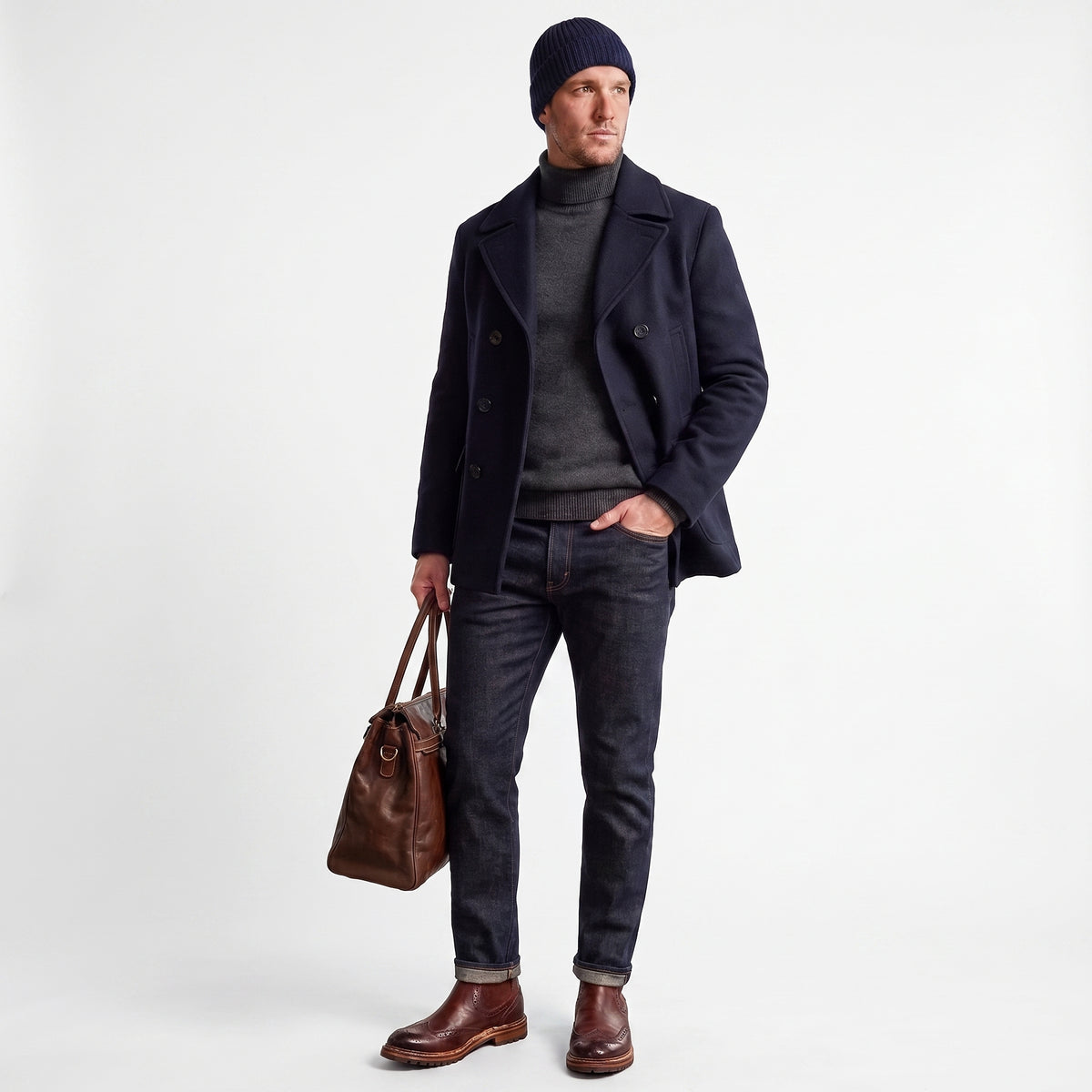 Basilio stivaletto Chelsea brogue da uomo in pelle marrone