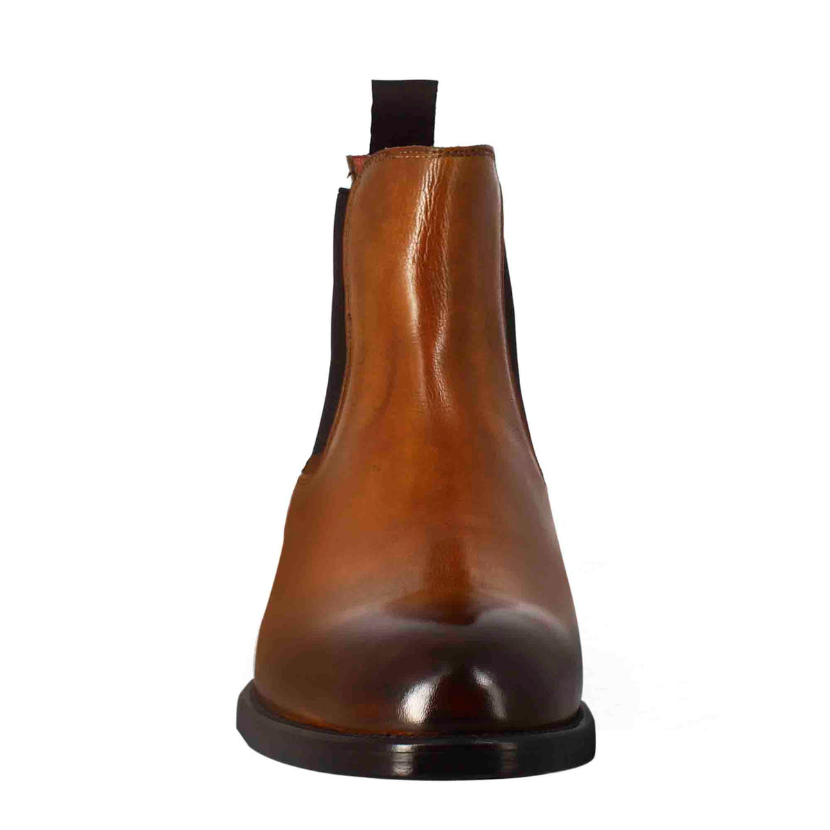 Stivaletto chelsea liscio da uomo in pelle colore marrone chiaro con elastico - LeonardoShoes