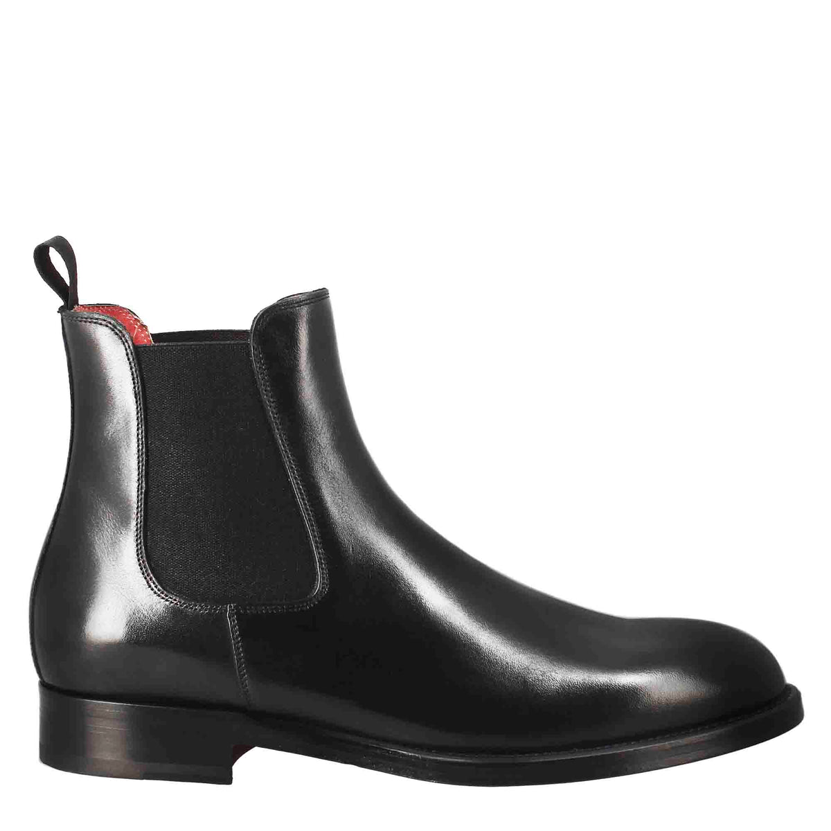 Stivaletto chelsea da uomo in pelle colore nero con elastico - LeonardoShoes
