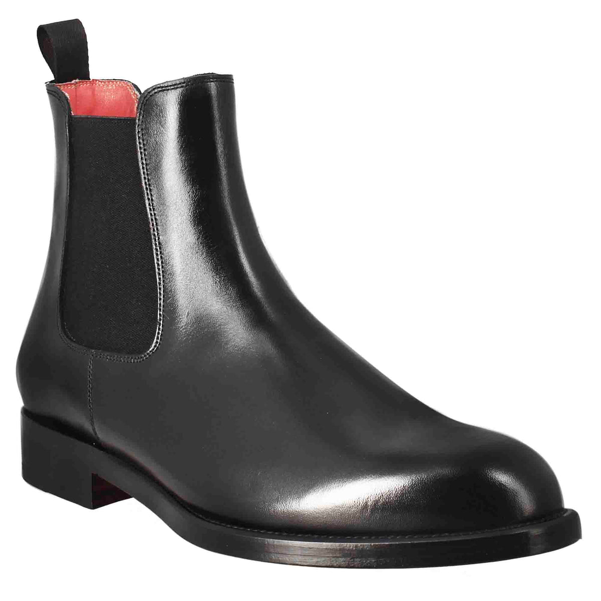 Stivaletto chelsea da uomo in pelle colore nero con elastico - LeonardoShoes