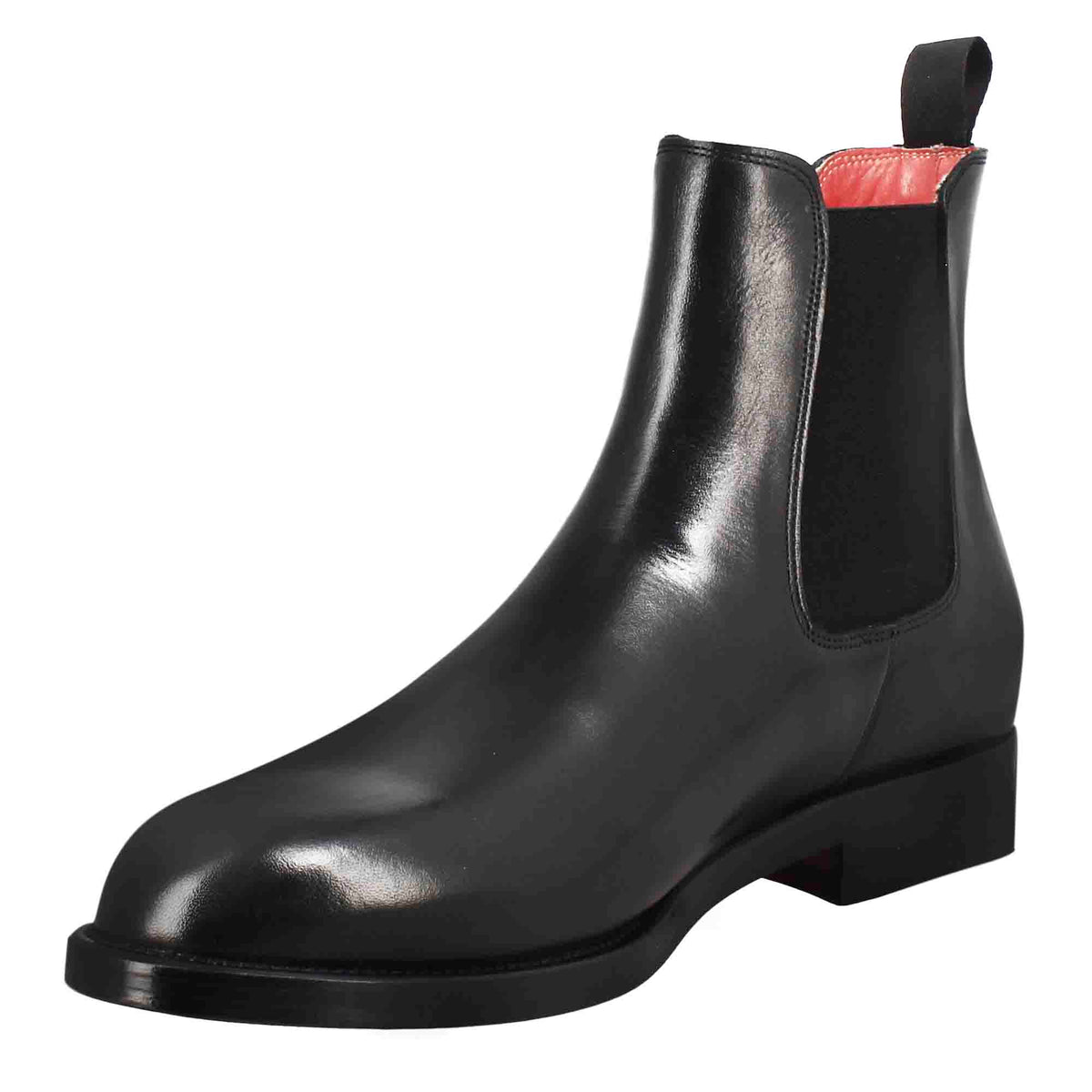 Stivaletto chelsea da uomo in pelle colore nero con elastico - LeonardoShoes