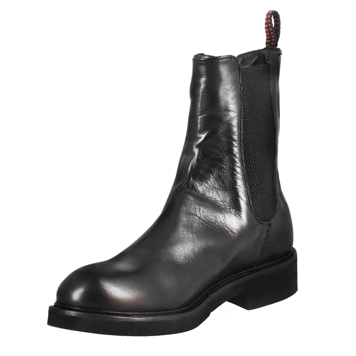 Stivaletto chelsea paupa da donna in pelle lavata colore nero - LeonardoShoes