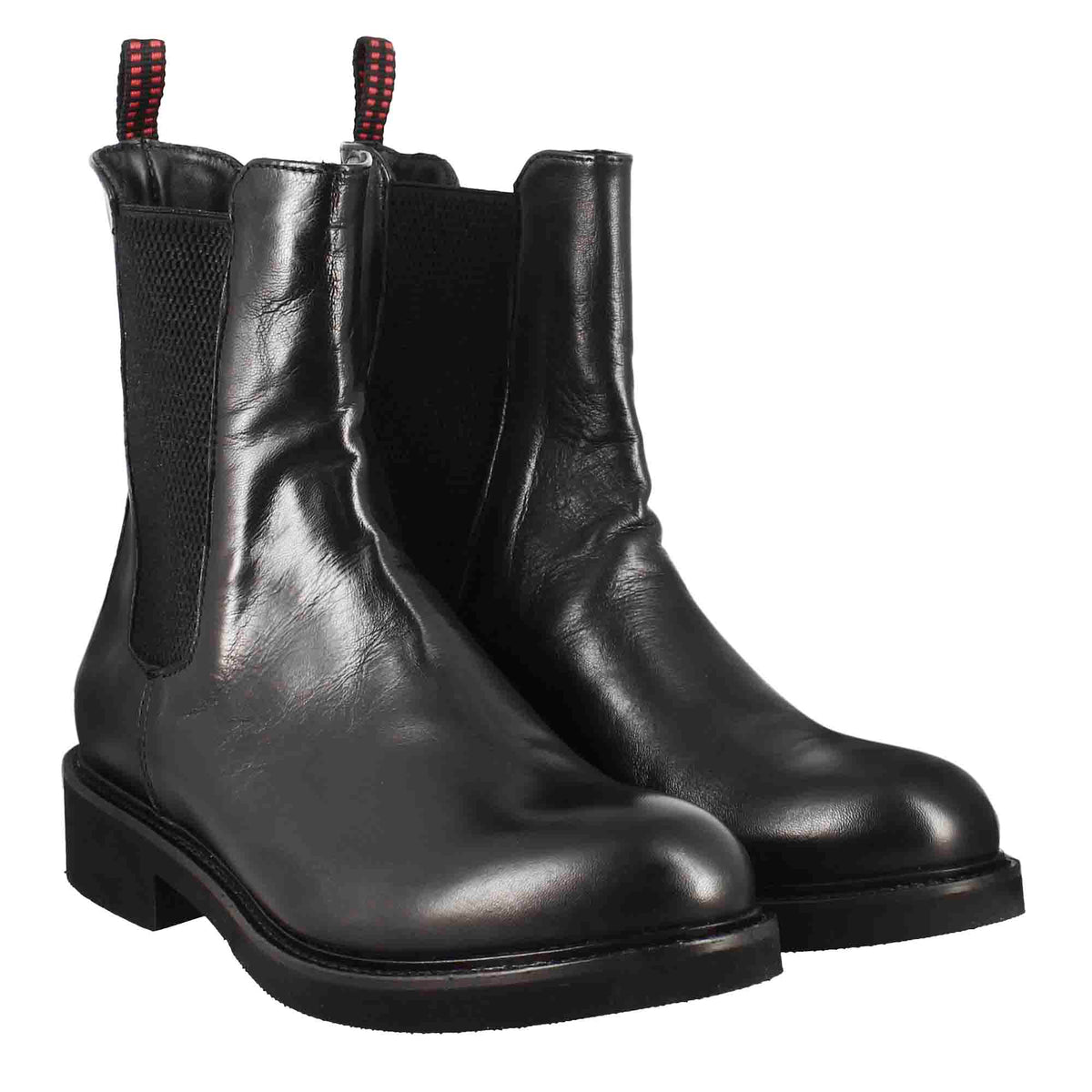 Stivaletto chelsea paupa da donna in pelle lavata colore nero - LeonardoShoes
