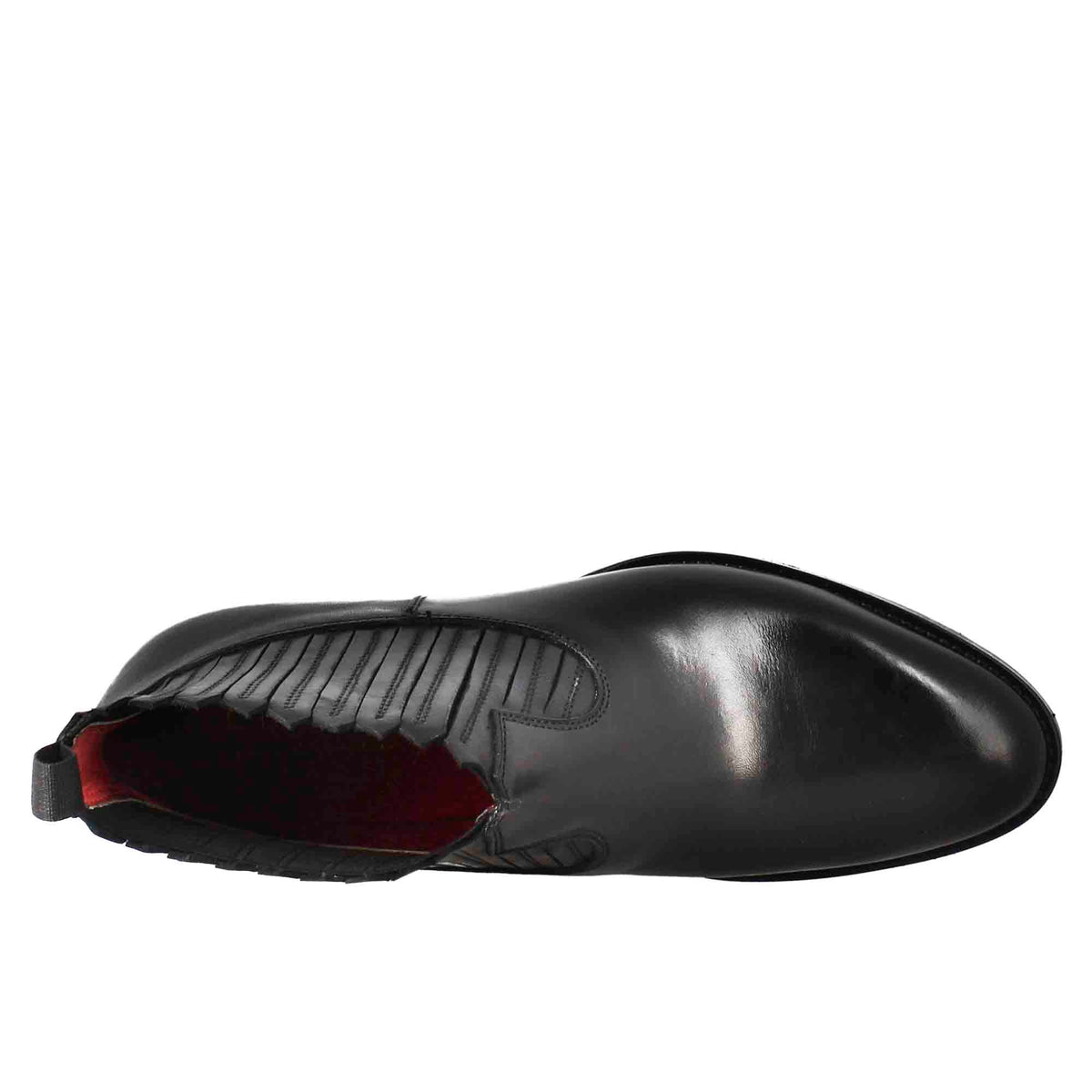 Stivaletto da donna con ritagli al collo in pelle colore nero - LeonardoShoes