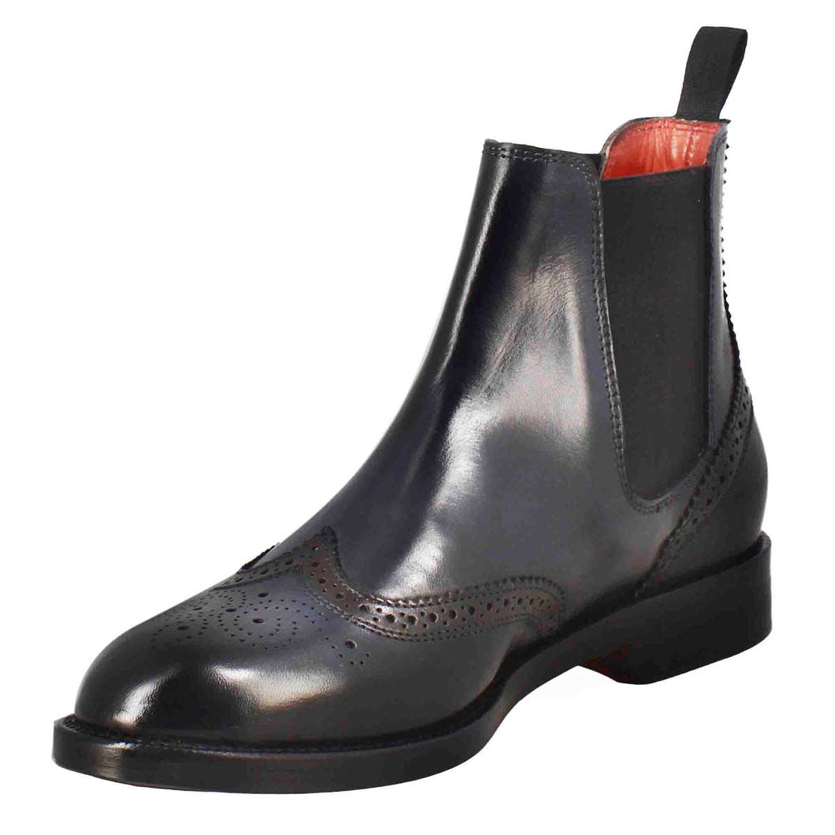 Stivaletto da donna chelsea con dettagli brogue in pelle blu - LeonardoShoes