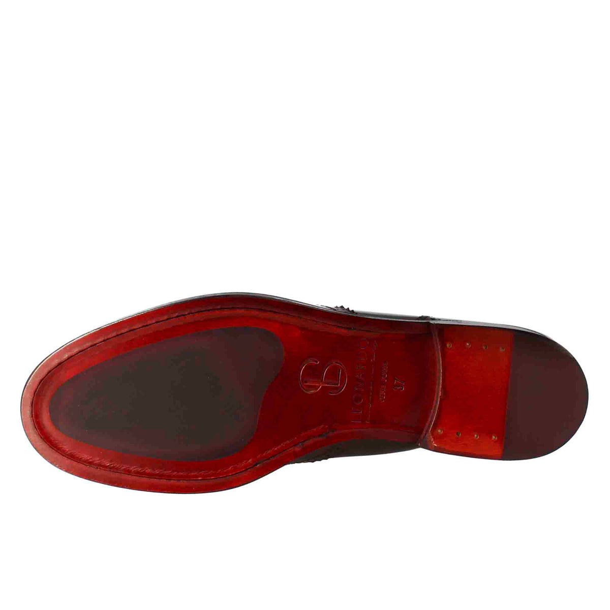 Stivaletto da donna chelsea con dettagli brogue in pelle marrone scuro - LeonardoShoes
