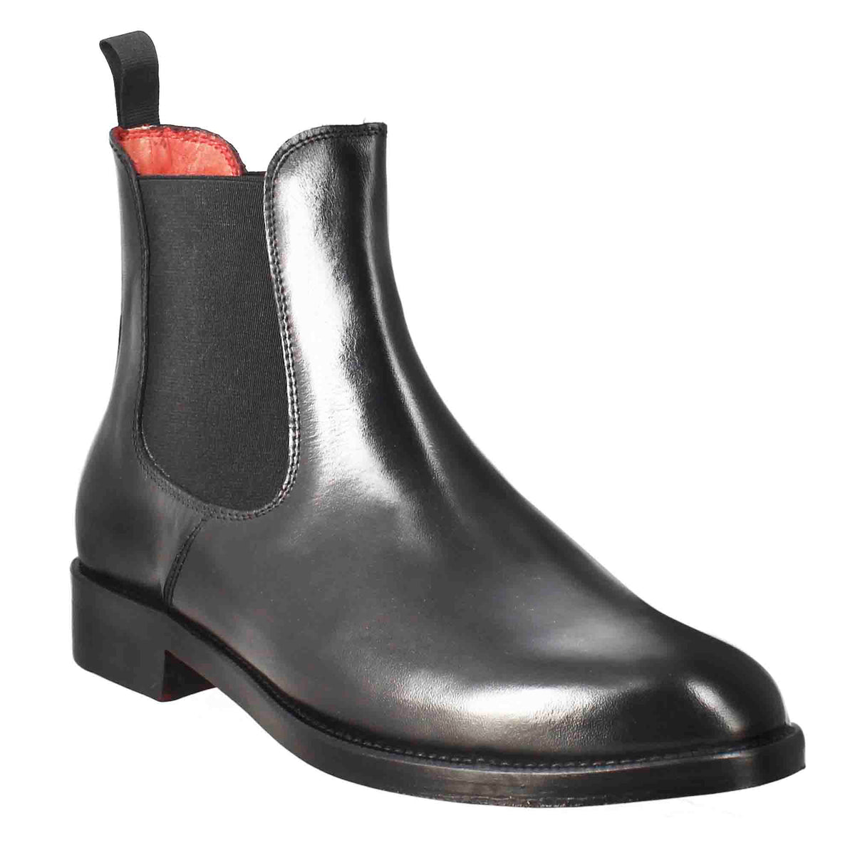 Stivaletto da donna chelsea liscio in pelle colore nero - LeonardoShoes