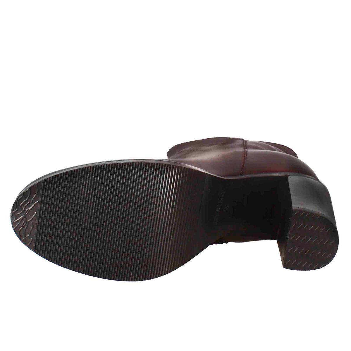 Stivaletto da donna liscio con tacco alto in pelle bordeaux - LeonardoShoes