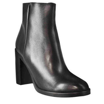 Stivaletto da donna liscio con tacco alto in pelle colore nero - LeonardoShoes