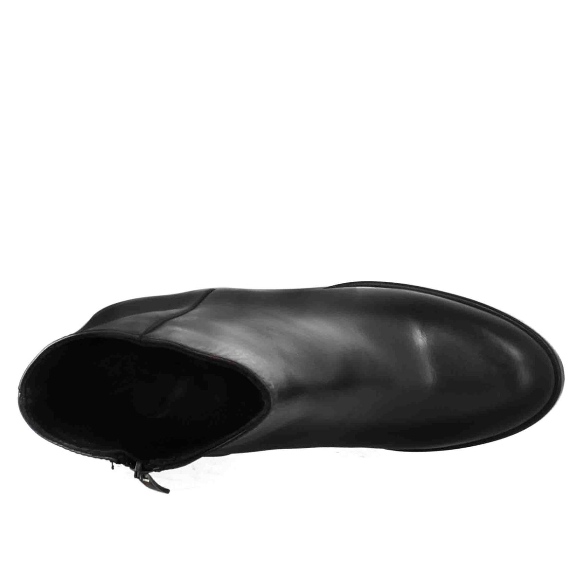 Stivaletto da donna liscio con tacco alto in pelle colore nero - LeonardoShoes