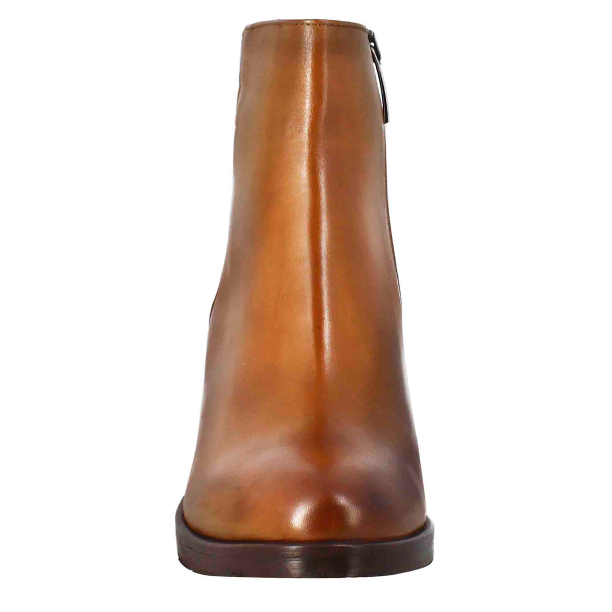 Stivaletto da donna liscio con tacco medio in pelle marrone - LeonardoShoes