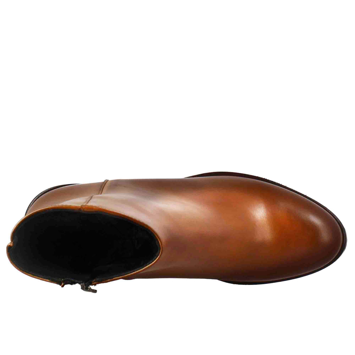 Stivaletto da donna liscio con tacco medio in pelle marrone - LeonardoShoes