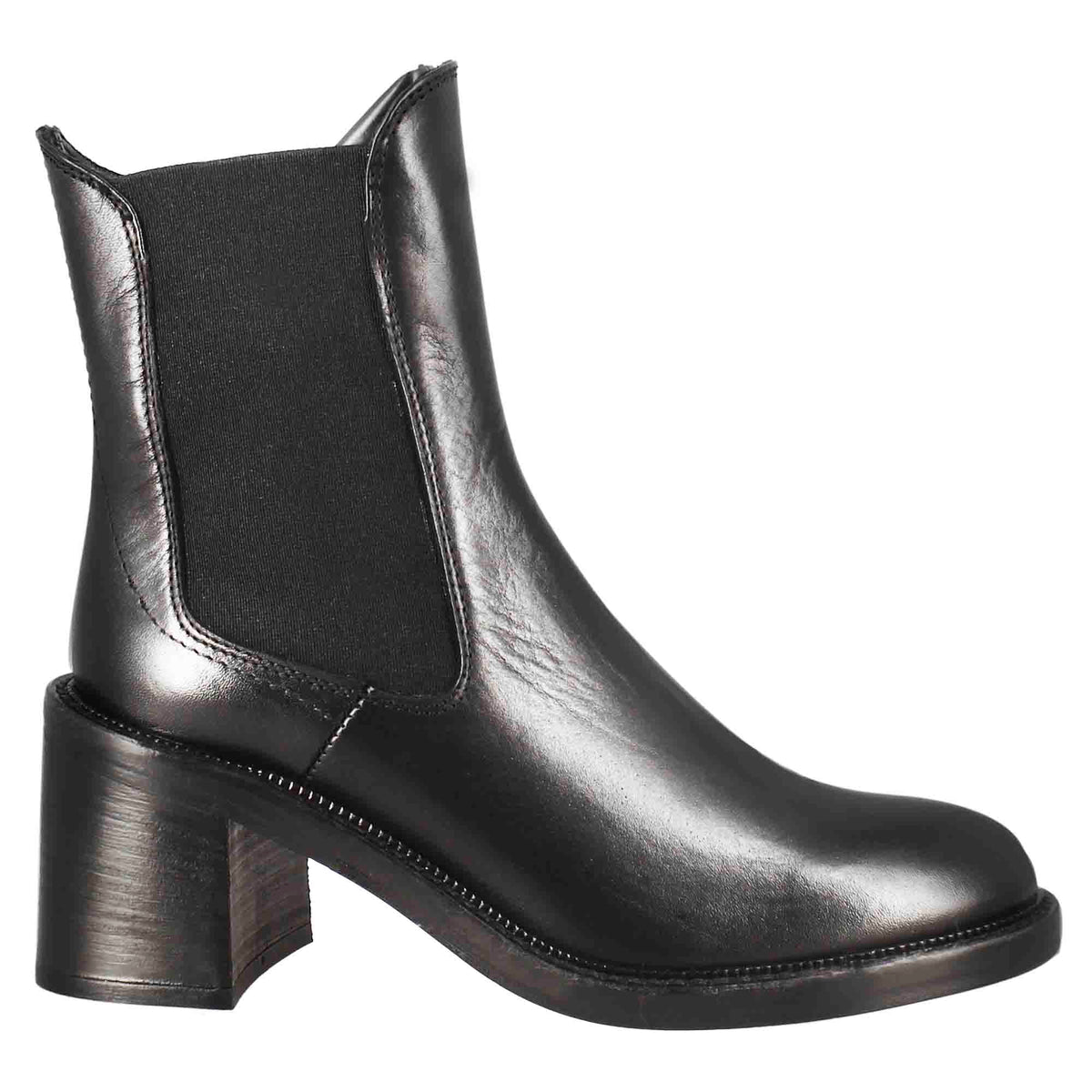 Stivaletto diver chelsea da donna con tacco in pelle lavata colore nero - LeonardoShoes