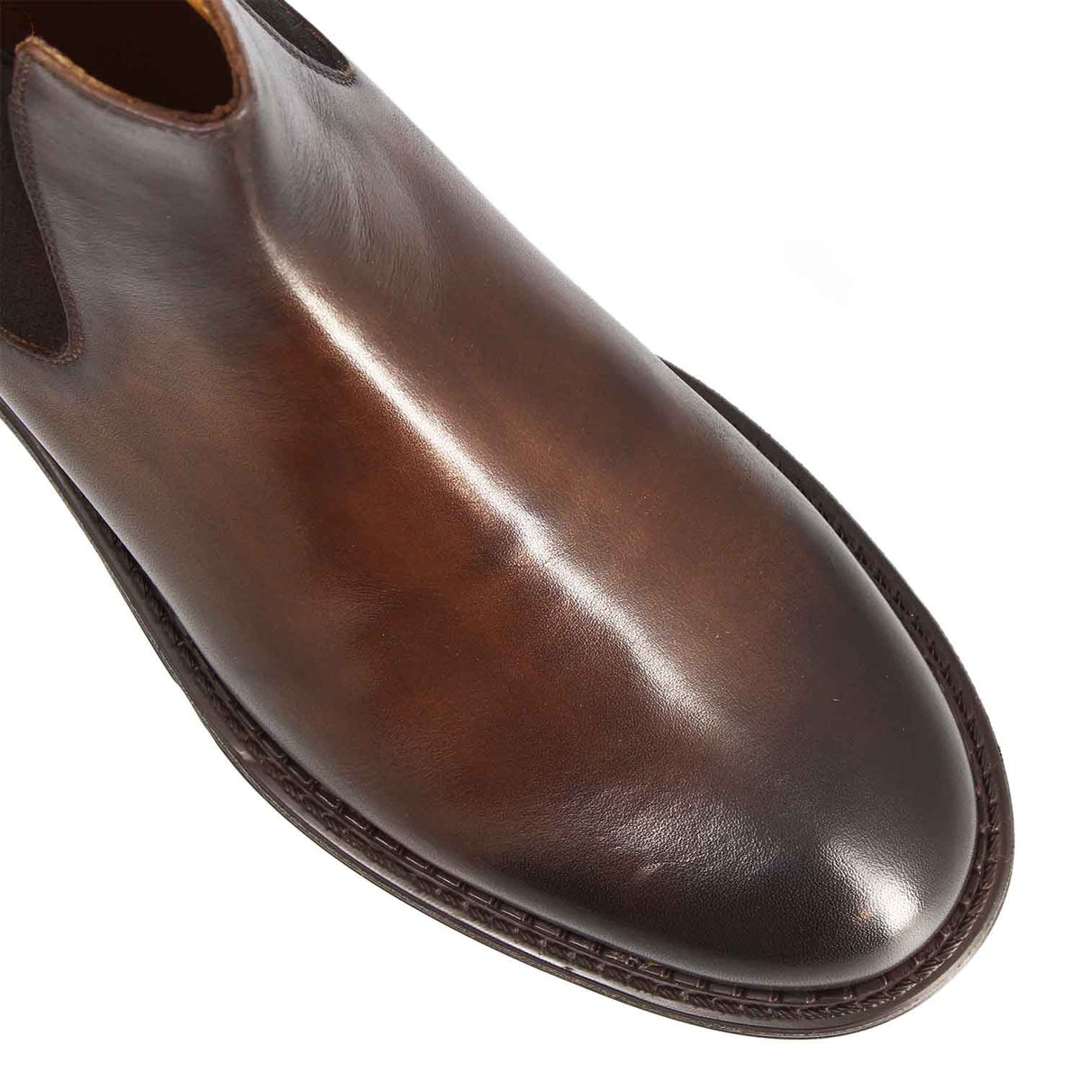Agusto stivaletto Chelsea da uomo in pelle marrone scuro