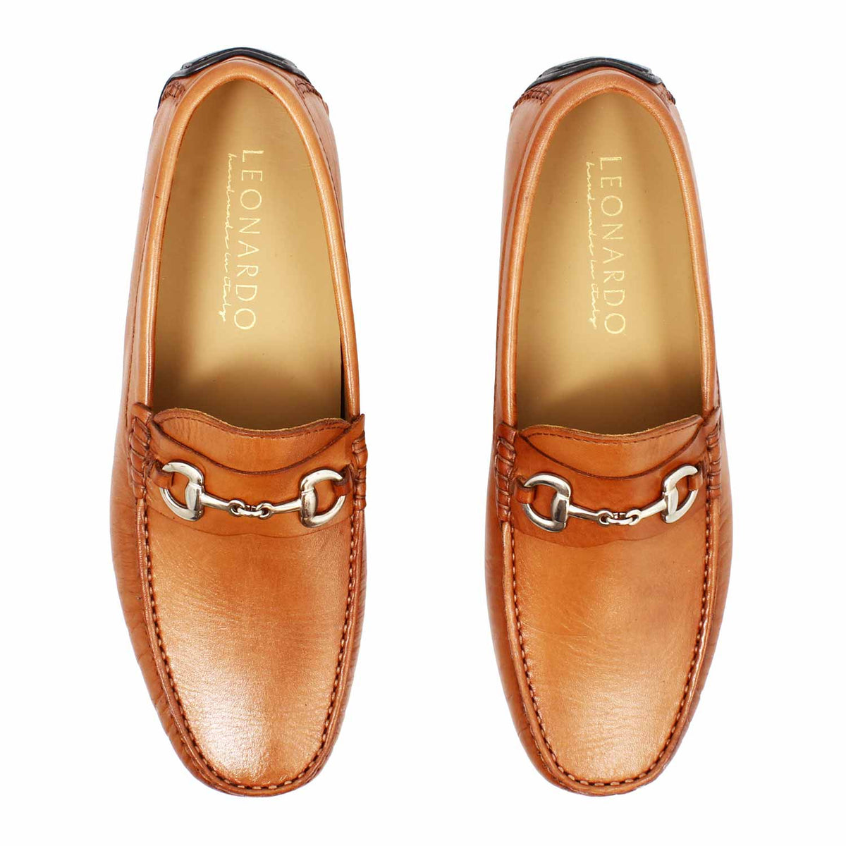 Mocassino Ulisse da uomo in pelle marrone chiaro con morsetto - LeonardoShoes