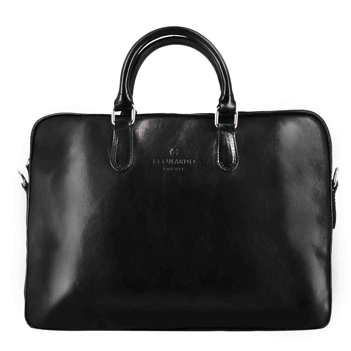 Valigetta Professionale in pelle con tracolla rimovibile colore nero - LeonardoShoes
