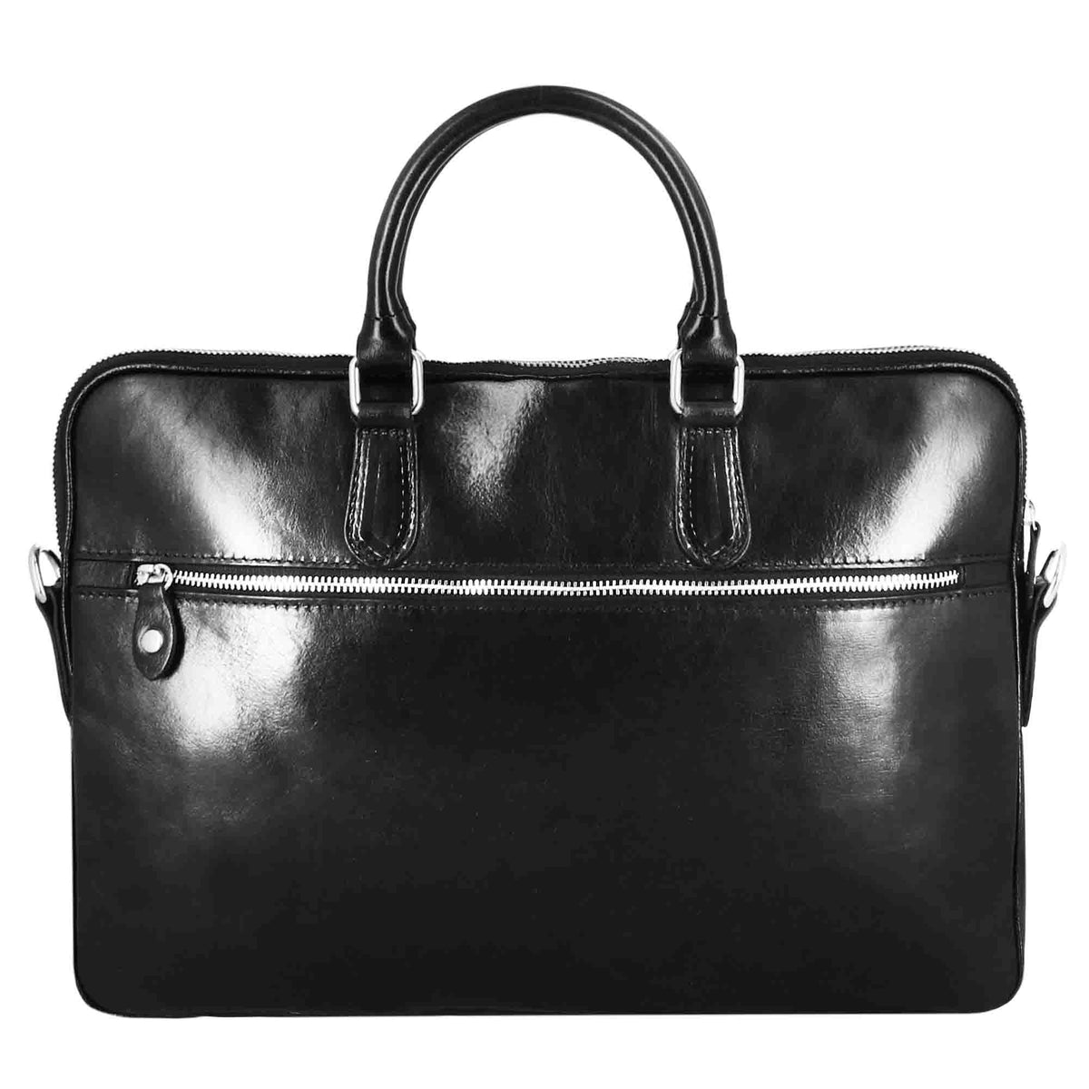 Valigetta Professionale in pelle con tracolla rimovibile colore nero - LeonardoShoes