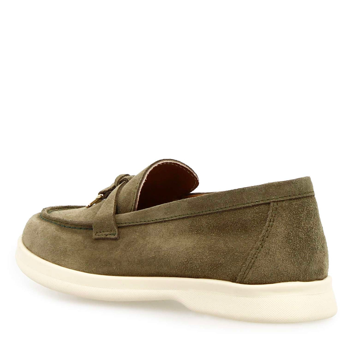 Mocassino drive da donna Vellaria in pelle scamosciata verde - LeonardoShoes