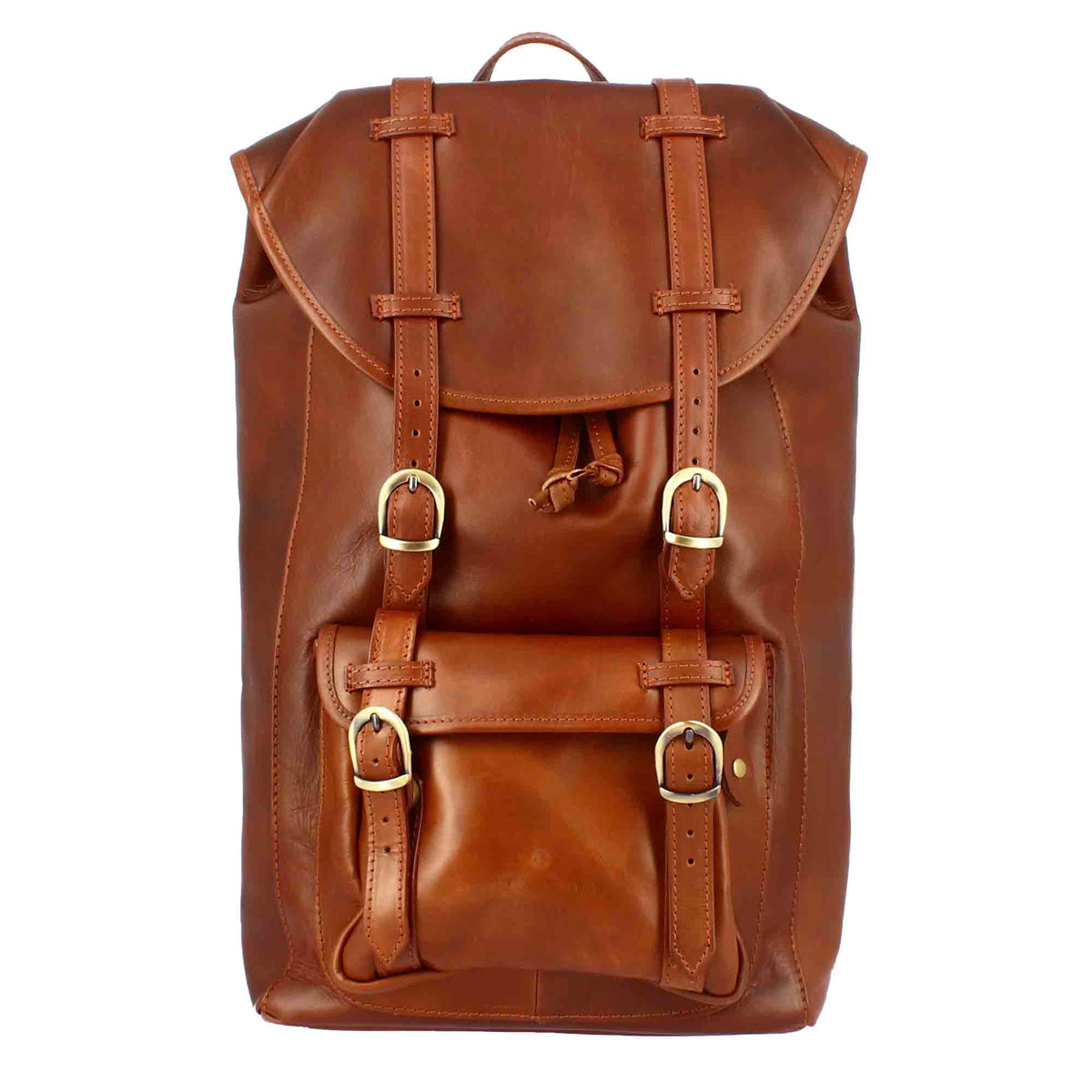 Zaino da viaggio in pelle colore marrone con fibbie - LeonardoShoes