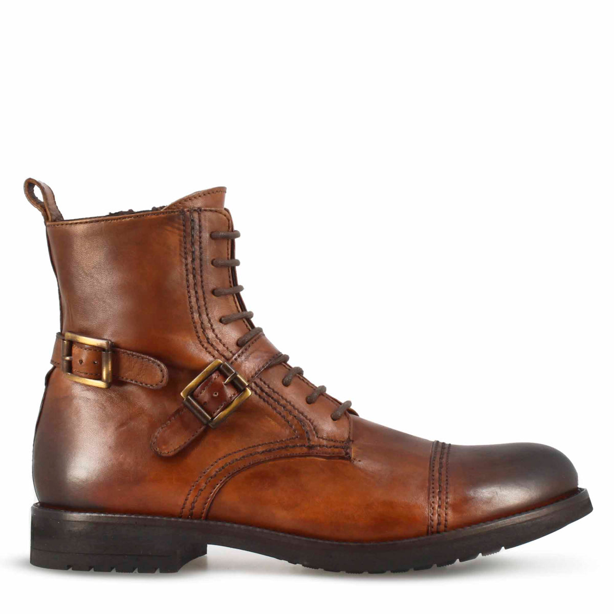 Anfibio da uomo in pelle marrone e suola in gomma - LeonardoShoes