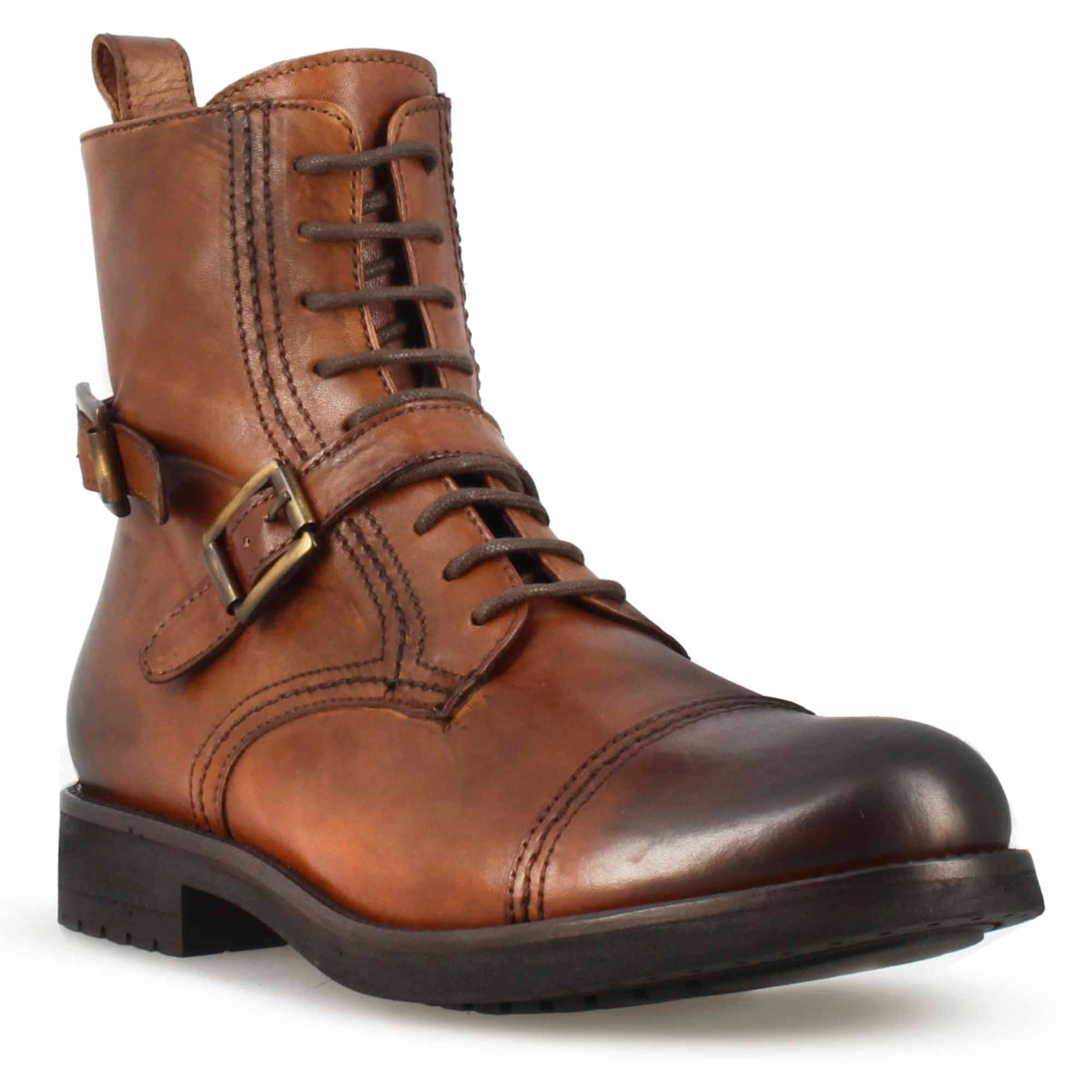 Anfibio da uomo in pelle marrone e suola in gomma - LeonardoShoes
