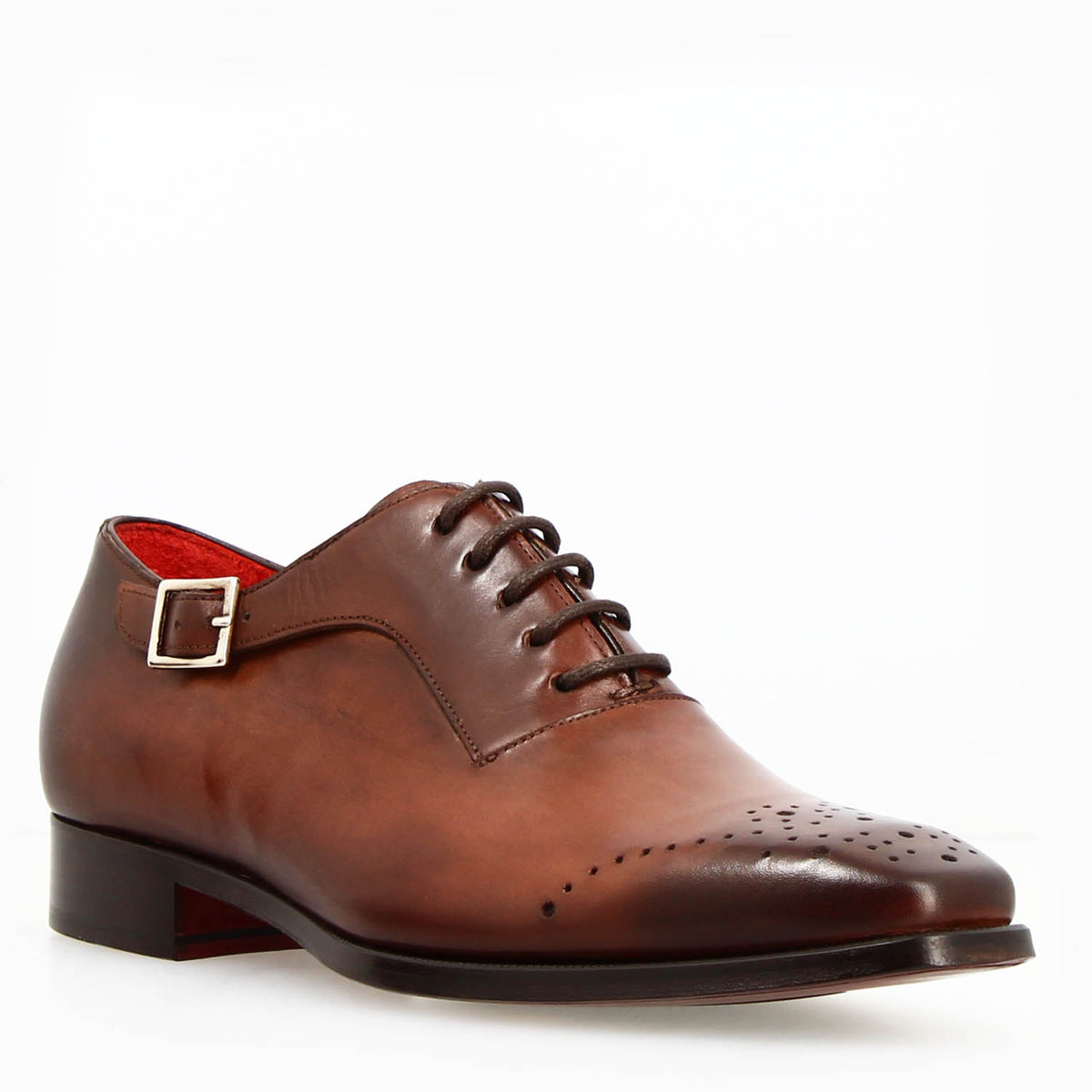 Appiano marrone oxford con fibbia semibrogue in pelle - LeonardoShoes