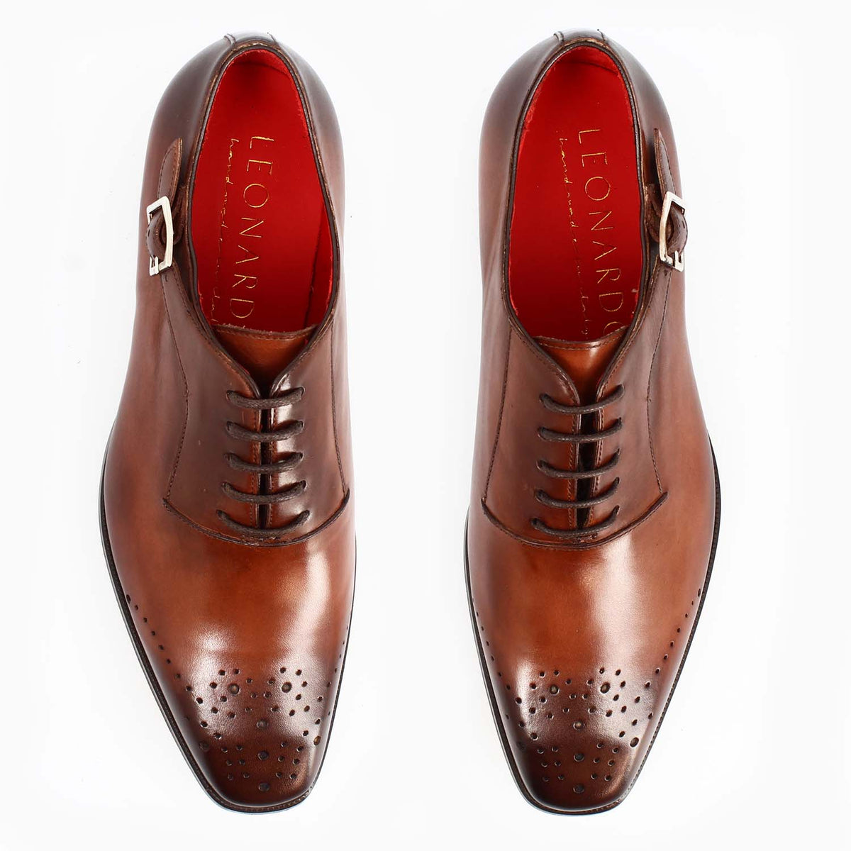 Appiano marrone oxford con fibbia semibrogue in pelle - LeonardoShoes