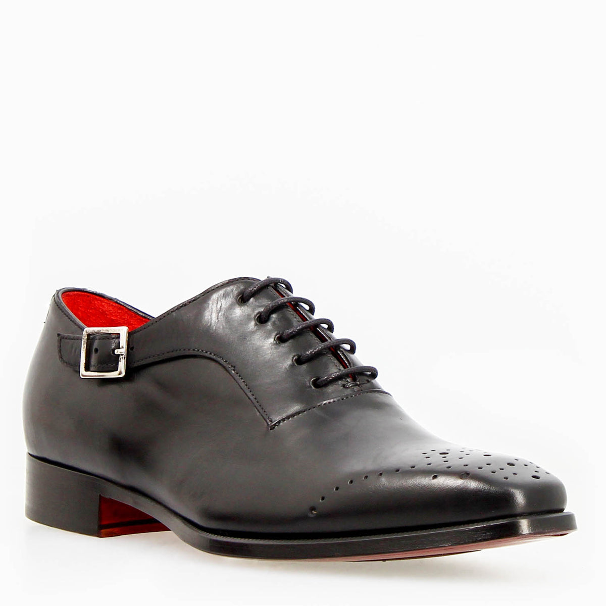 Appiano nero oxford da uomo semibrogue in pelle - LeonardoShoes