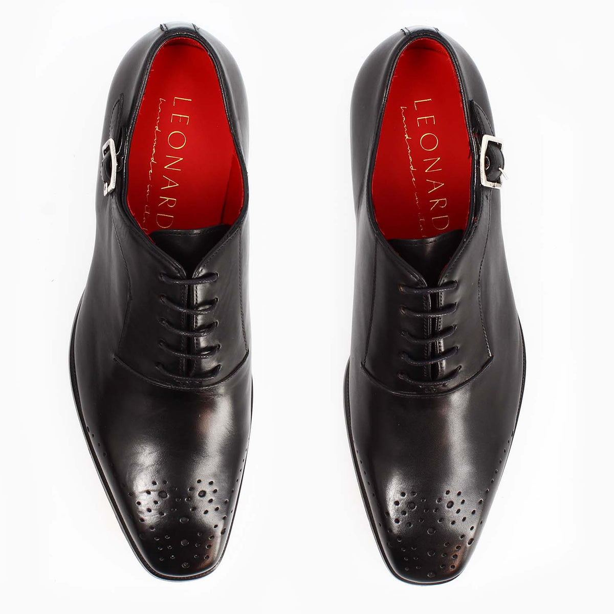 Appiano nero oxford da uomo semibrogue in pelle - LeonardoShoes