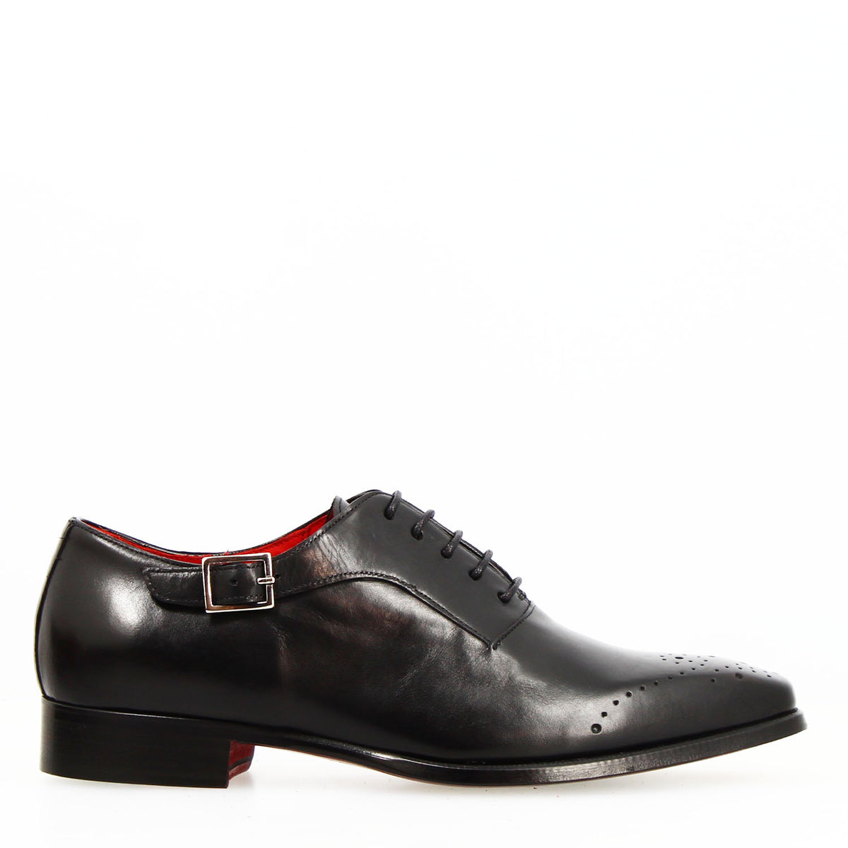 Appiano nero oxford da uomo semibrogue in pelle - LeonardoShoes